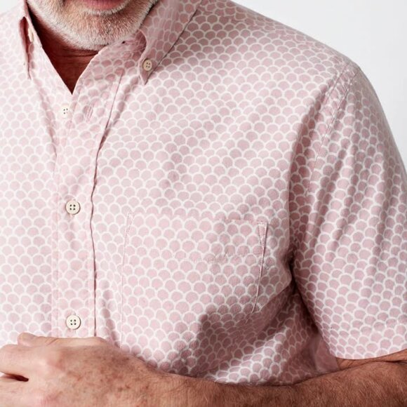 Faherty SS Stretch Playa Shirt RFS-Rose Fish Scale - Button Up - Picture 4 of 5